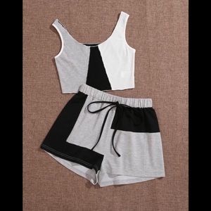 2 piece matching tank top and shorts